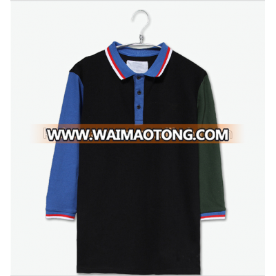 Waimaotong China Sportswear 3/4 Sleeve Polo Shirts Color blocking Combination Polo Shirts