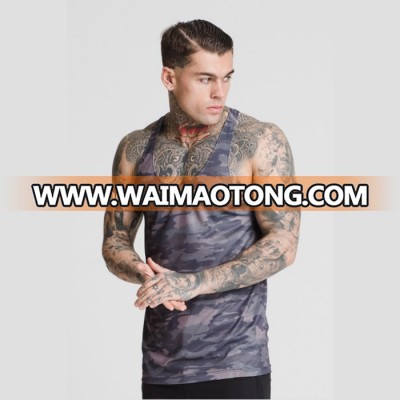 Camo printing gym tank top slim fit stringer vest for men wholesale China