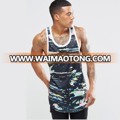 sublimation printing vest for men flower pattern tank top custom