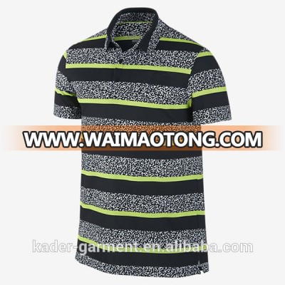 Wholesale Short Sleeve 100% Cotton Mens Polo Shirts With Highlight Stripe