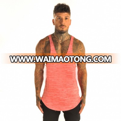 High quality gym stringer tri blend stringer vest with curved hem